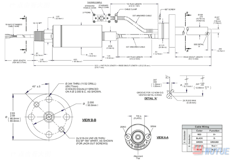 SPX2243高溫熔體壓力變送器(high temperature melt pressure transducer)